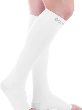 Doc Miller Compression Open Toe Compression Socks, 1 Pair, White